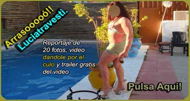 pulsa aqui para ver estas 20 fotos y el video de como luciatravesti es follada en sevilla por el CULO por tres  chicos al aire libre